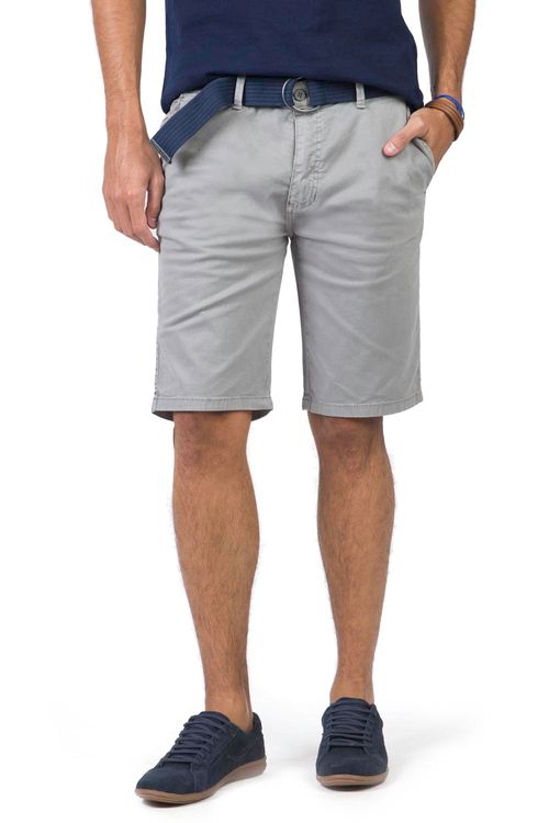 Bermuda Chino Flex Com Cinto Cinza
