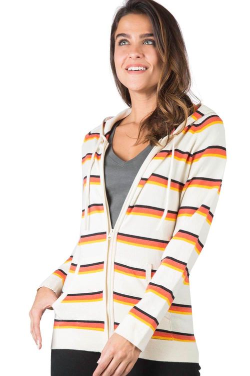 Casaco Tricot Listrado Off White