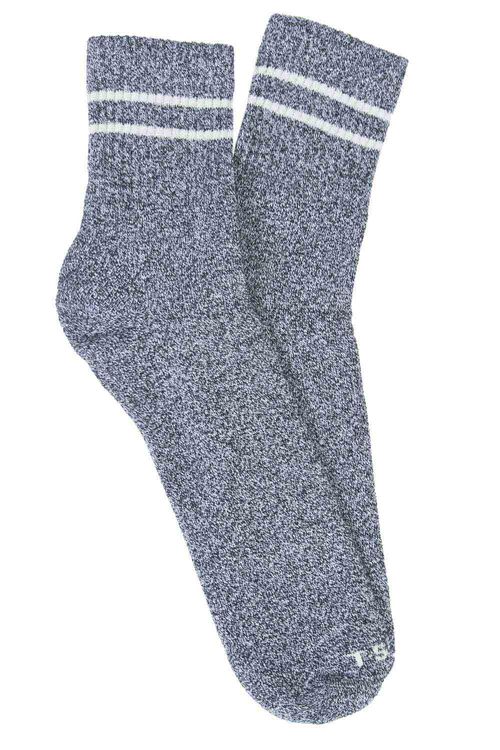 Meia Cano Alto Listras Grafite