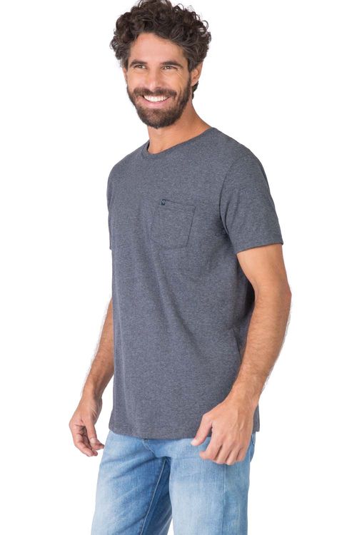 T-Shirt Básica Comfort Com Bolso Grafit