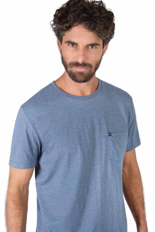 T-Shirt Básica Comfort Com Bolso Az Jns