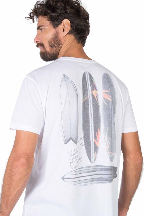 T-Shirt Sublimada Estampada Pranchas Branca
