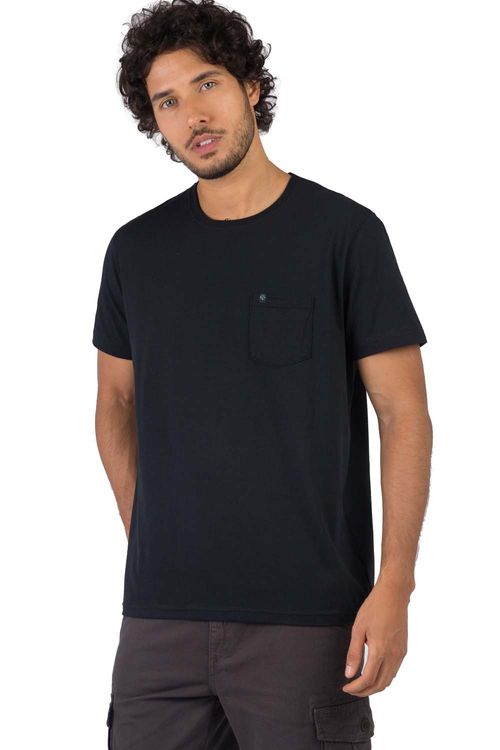 T-Shirt Básica Comfort Com Bolso Preto