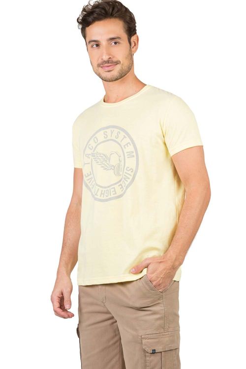 T-Shirt Estampada Taco System Amarelo Claro