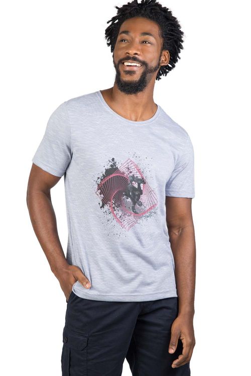 T-Shirt Flamê Estampada Art Skateboard Azul Jeans