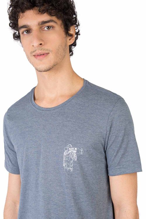 T-Shirt Estampada Skate Azul Jeans