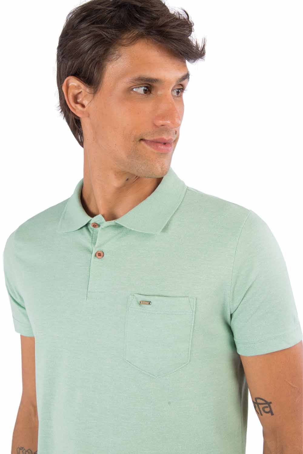 Camisa Polo Com Bolso Masculina Zegen Verde