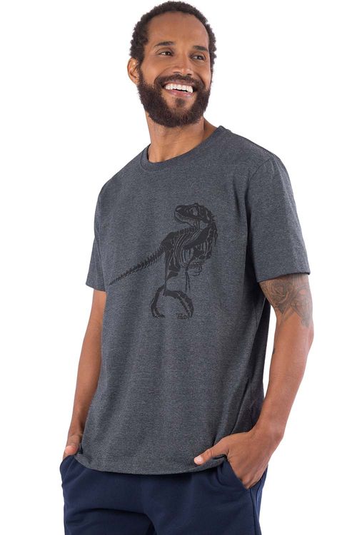 T-Shirt Estampada Dino Grafite
