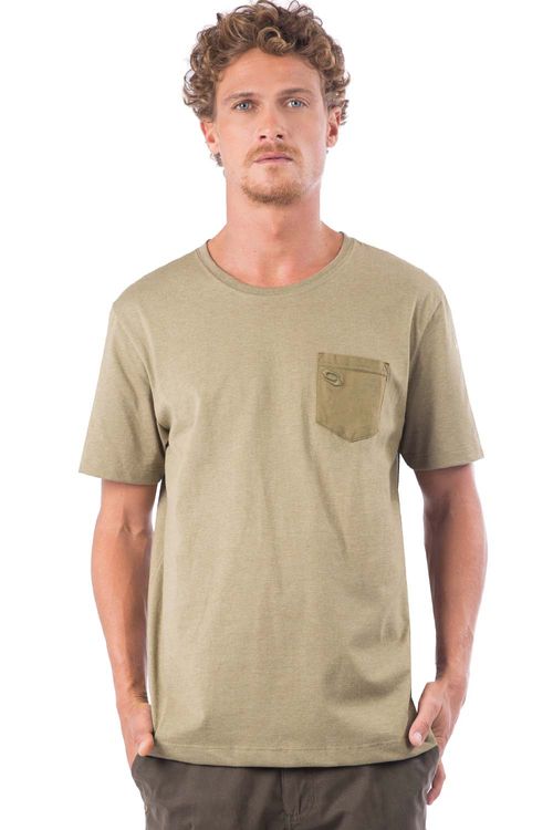 T-Shirt Básica Premium Com Bolso Verde Militar