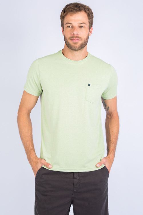 T-Shirt Básica Com Bolso Verde Claro