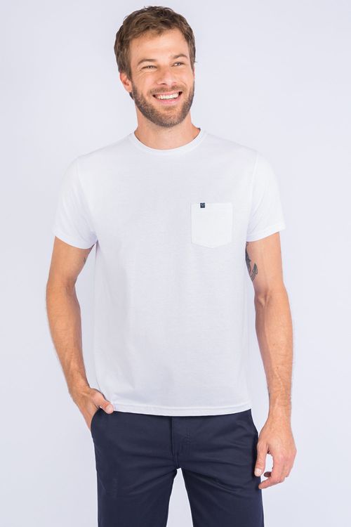 T-Shirt Básica Com Bolso Branca