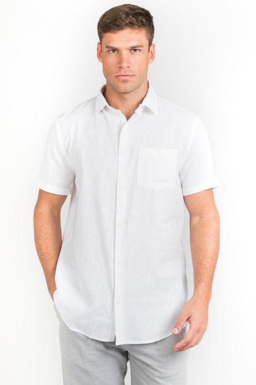 Camisa Manga Curta Linho Branca