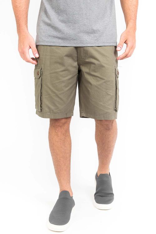 Bermuda Cargo De Algodão Verde Militar