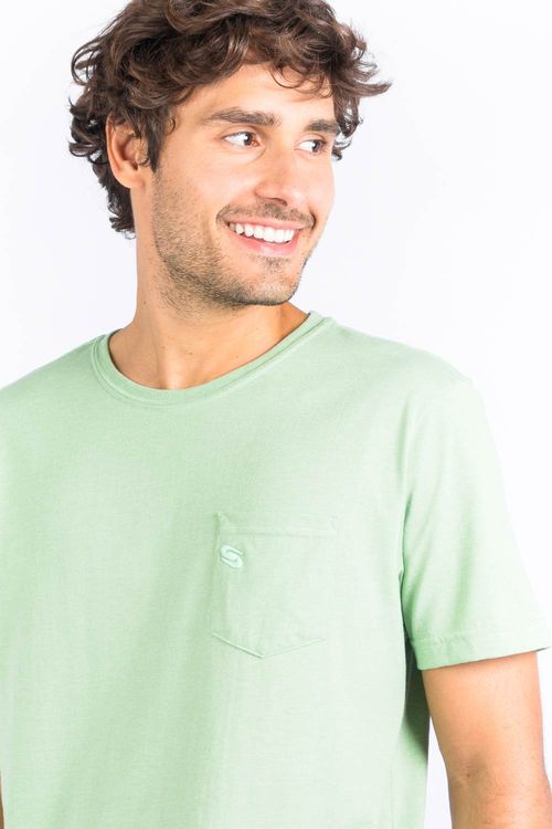 T-Shirt Básica Premium Com Bolso Verde Claro