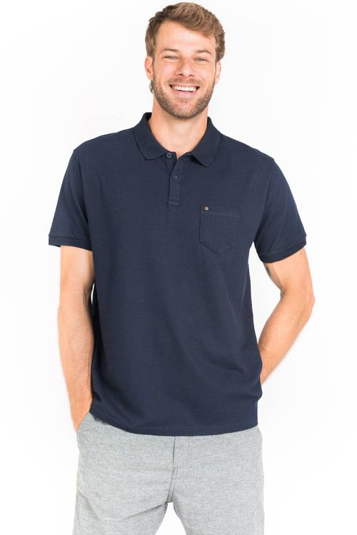 Polo Básica Com Bolso Flex Azul Marinho