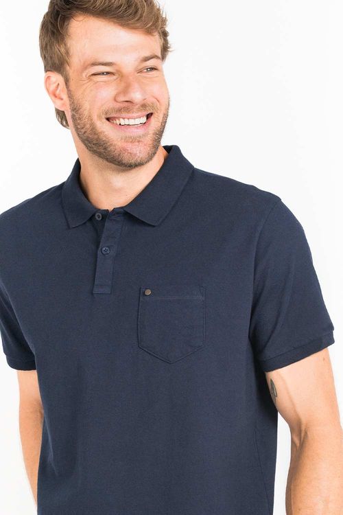 Polo Básica Com Bolso Flex Azul Marinho