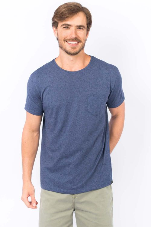 T-Shirt Com Bolso Azul Marinho