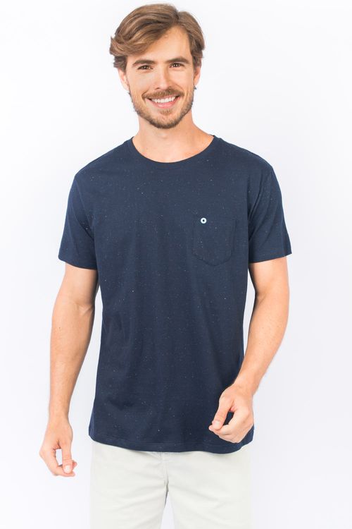 T-Shirt Com Bolso Botonê Azul Marinho