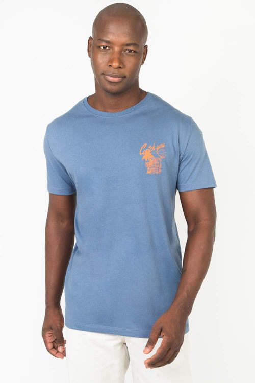T-Shirt Estampada Azul Petróleo
