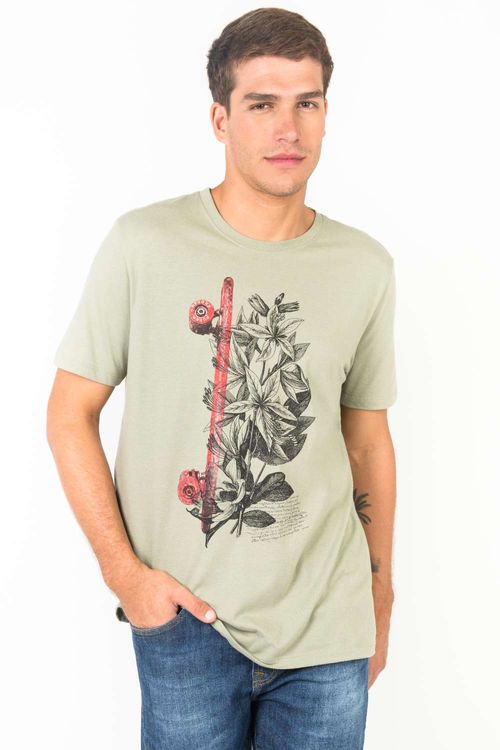 T-Shirt Estampada Skatista Verde Claro