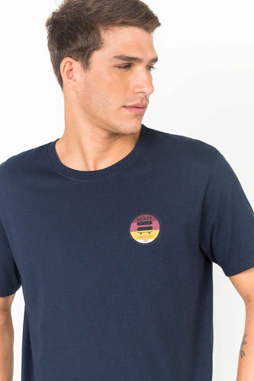 T-Shirt Estampada Azul Marinho