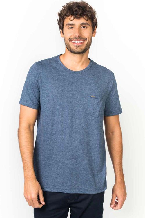 T-Shirt Com Bolso Azul Marinho