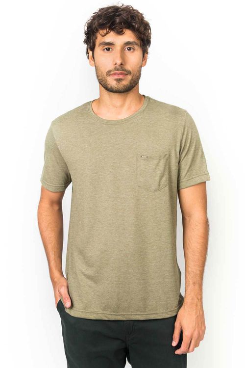 T-Shirt Com Bolso Verde Musgo