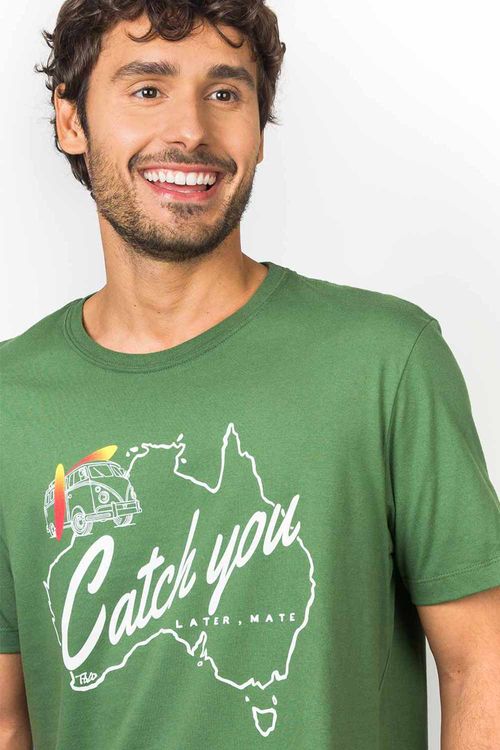 T-Shirt Estampada Catch You Verde Escuro