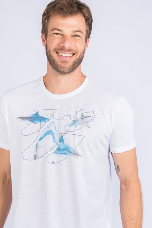 T-Shirt Estampada Surf Branca