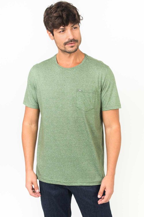 T-Shirt Com Bolso Molinê Verde Escuro