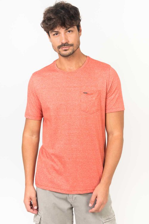 T-Shirt Com Bolso Molinê Laranja