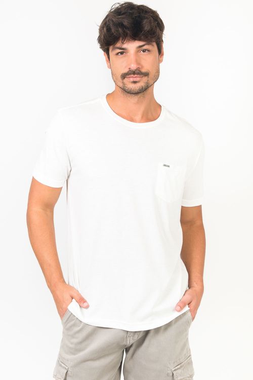 T-Shirt Com Bolso Molinê Cru