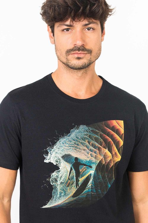T-Shirt Estampada Surf Wave Preto