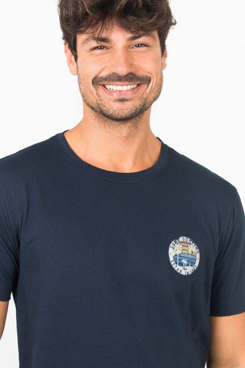 T-Shirt Estampada Gone Surfing Azul Marinho