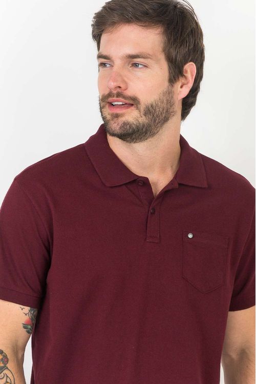 Polo Básica Com Bolso Flex Vinho