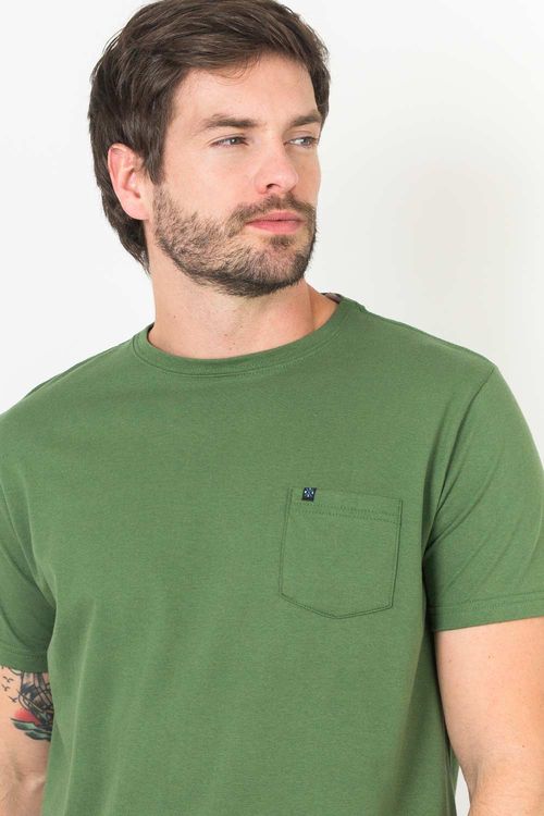 T-Shirt Básica Com Bolso Verde