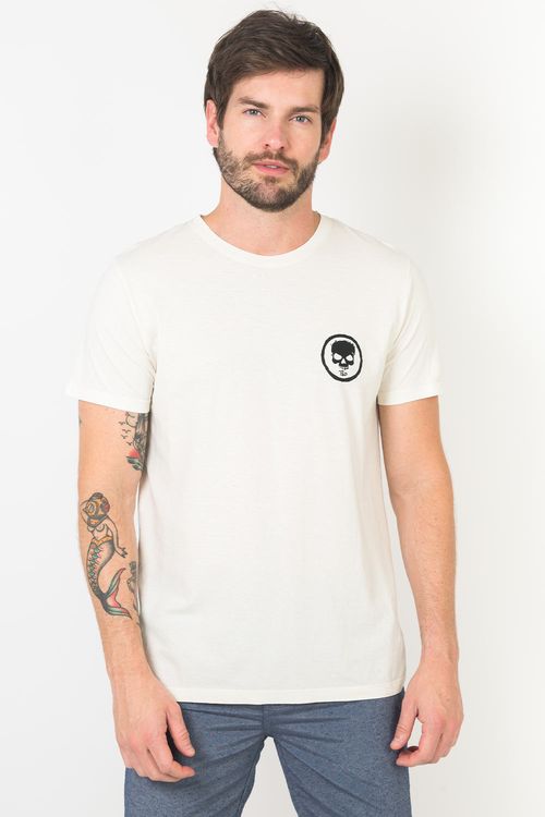 T-Shirt Estonada Estampada Caveira Off White