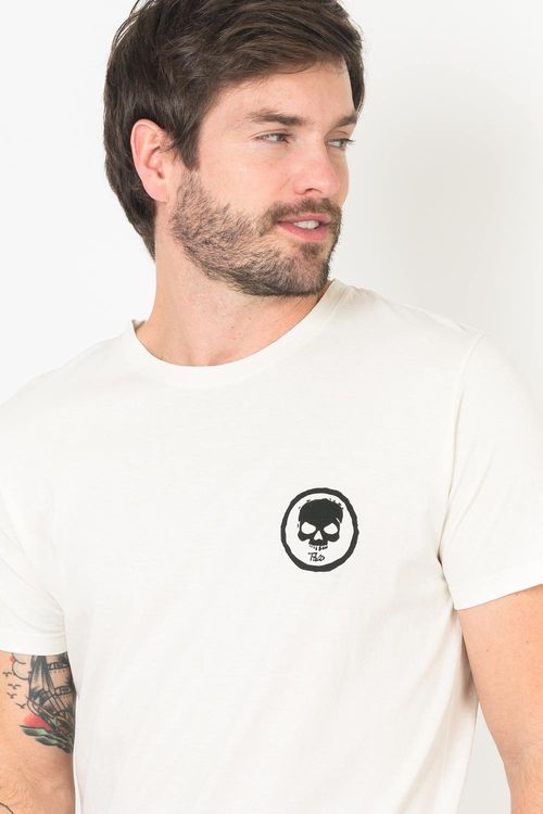 T-Shirt Estonada Estampada Caveira Off White