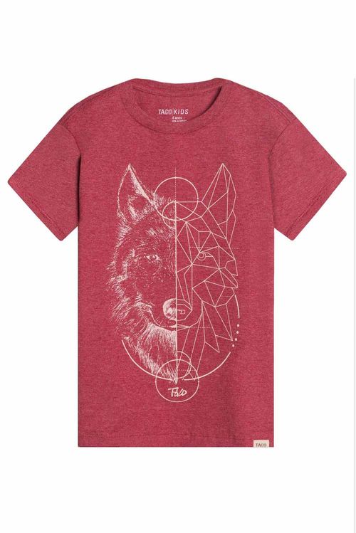 T-Shirt Infantil Estampada Lobo Vermelha