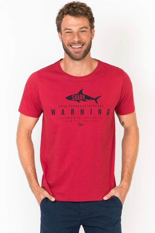 T-Shirt Estampada Shark Vermelho