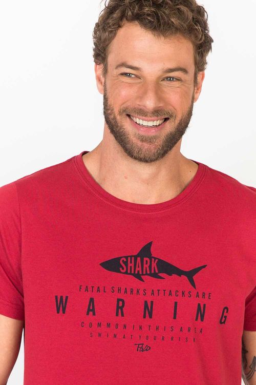 T-Shirt Estampada Shark Vermelho