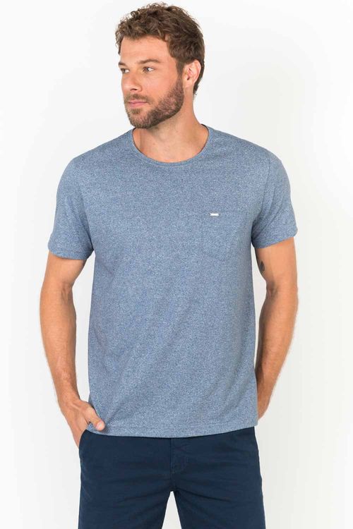 T-Shirt Com Detalhe No Bolso Azul