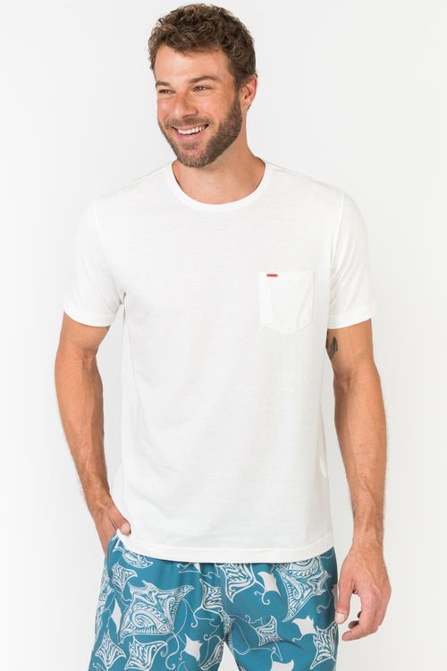 T-Shirt Com Detalhe No Bolso Cru