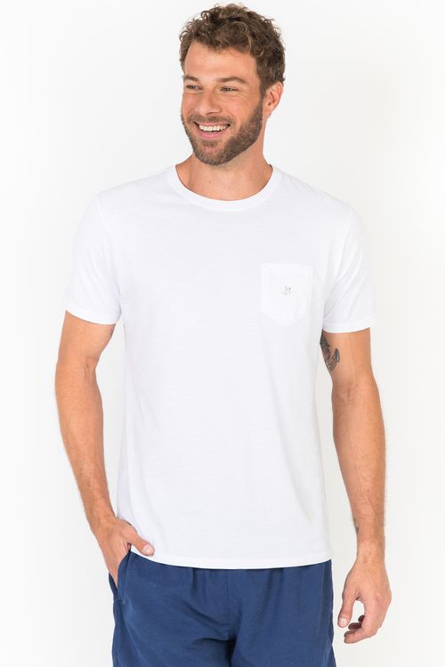 T-Shirt Básica Premium Pima Touch Com Bolso Branca