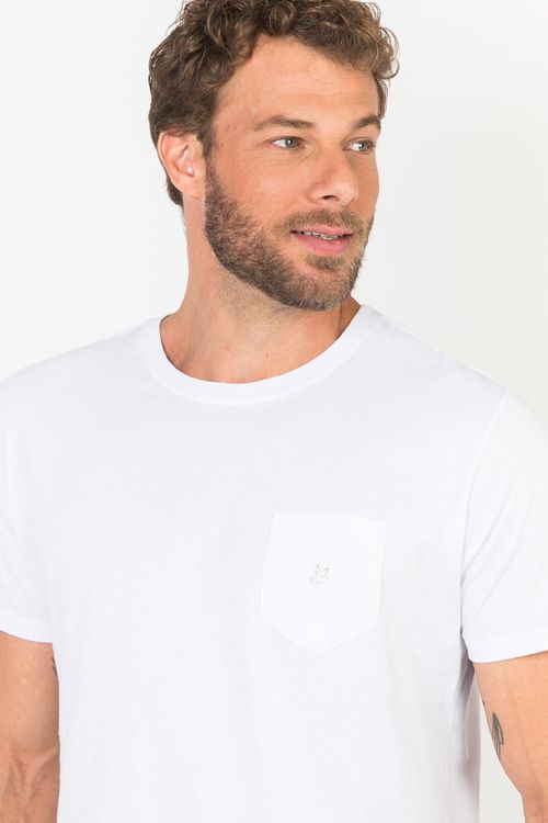 T-Shirt Básica Premium Pima Touch Com Bolso Branca
