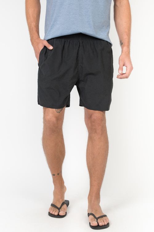 Short Liso Com Cós Elástico Preto