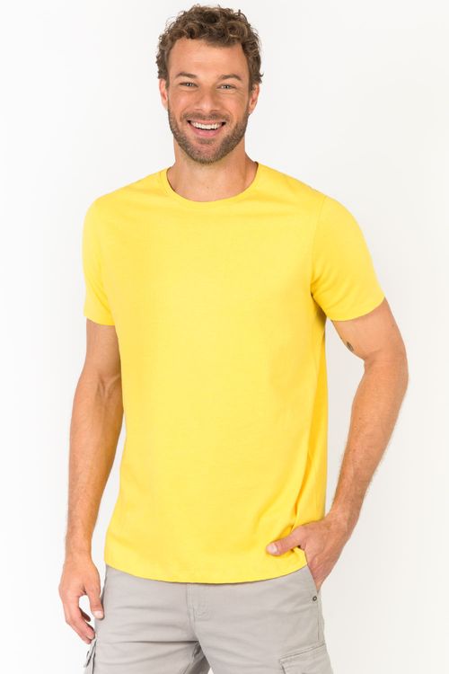 T-Shirt Básica Premium Sem Costura Amarela