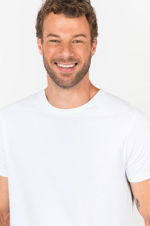 T-Shirt Básica Fit Premium Sem Costura Branca
