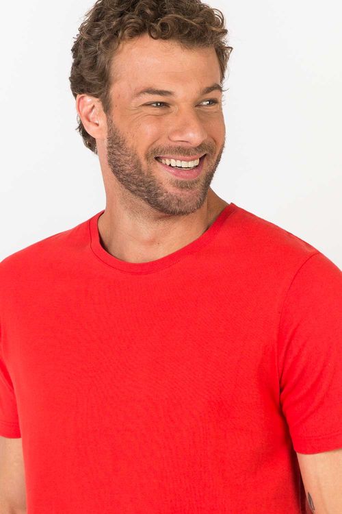 T-Shirt Básica Premium Sem Costura Vermelha