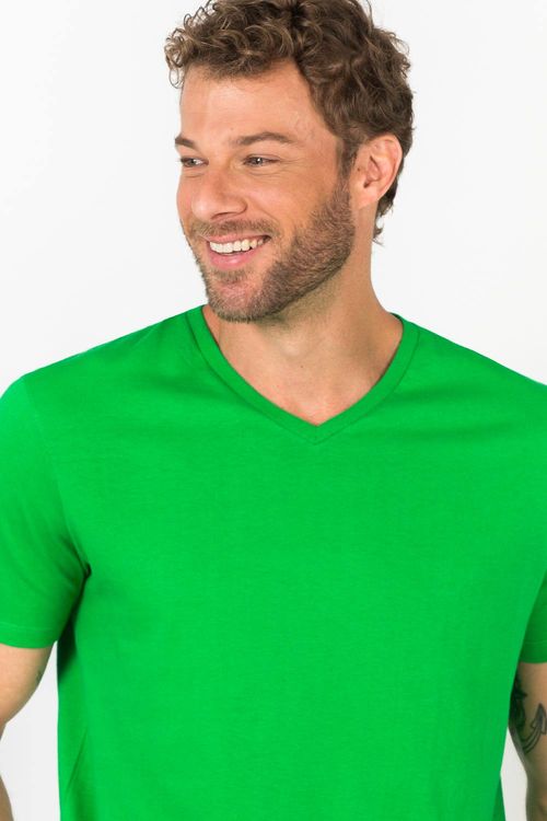 T-Shirt Básica Premium Sem Costura Verde Bandeira